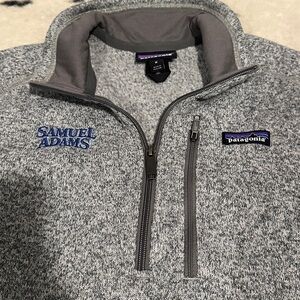 RARE Patagonia Samuel Adams Beer Heathered Gray Quarter-Zip Up